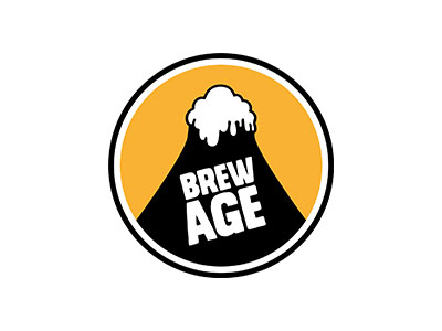 oranges logo mit schwarzem kreis und schwarzem Vulkan mit bierschaum von Brew Age