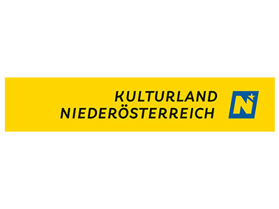 Logo auf gelbem Hintergrund des Kulturlandes Niederösterreich
